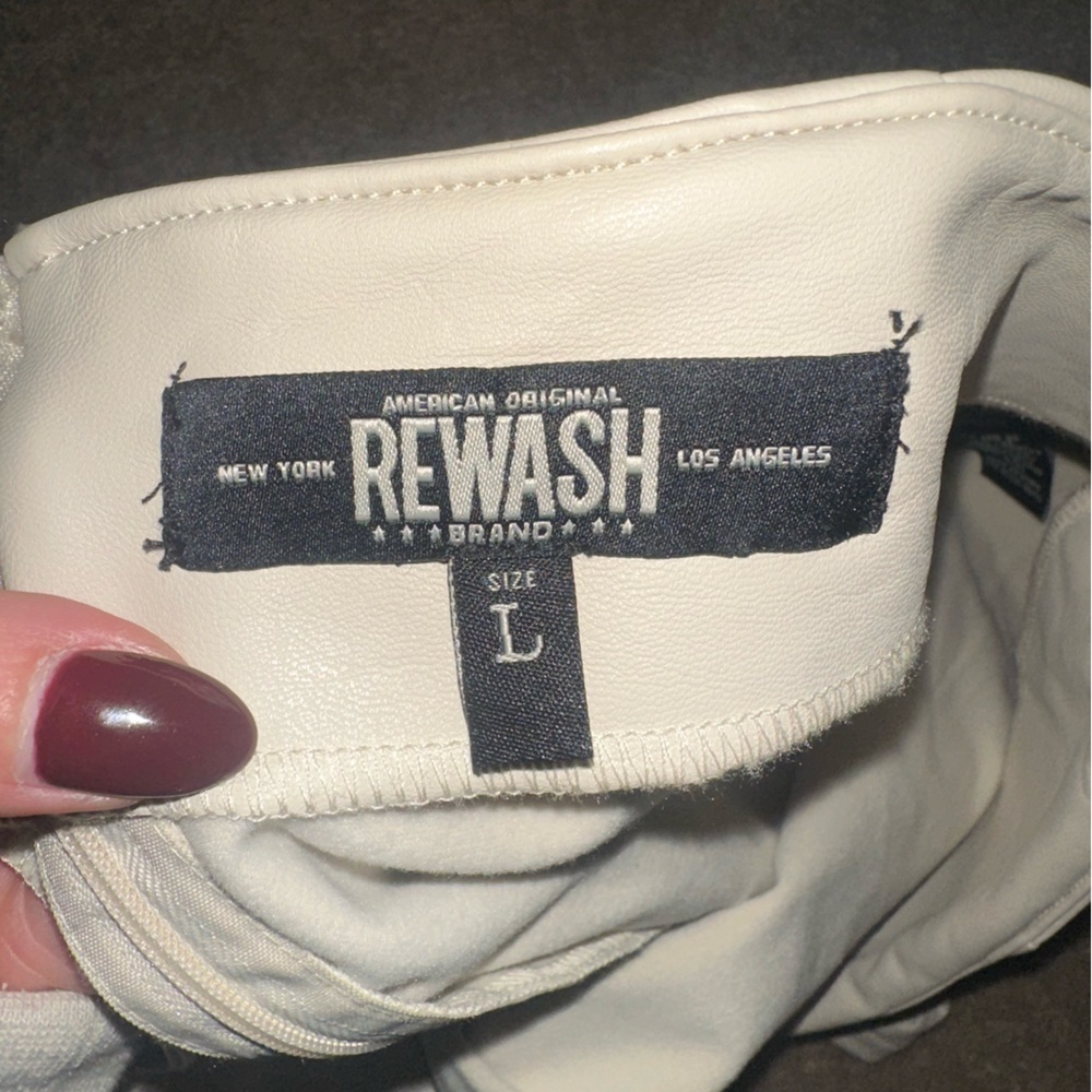Rewash Cream Faux Leather Mini Skirt - Picture 3 of 3